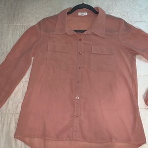Sheer “Peach” Button Up